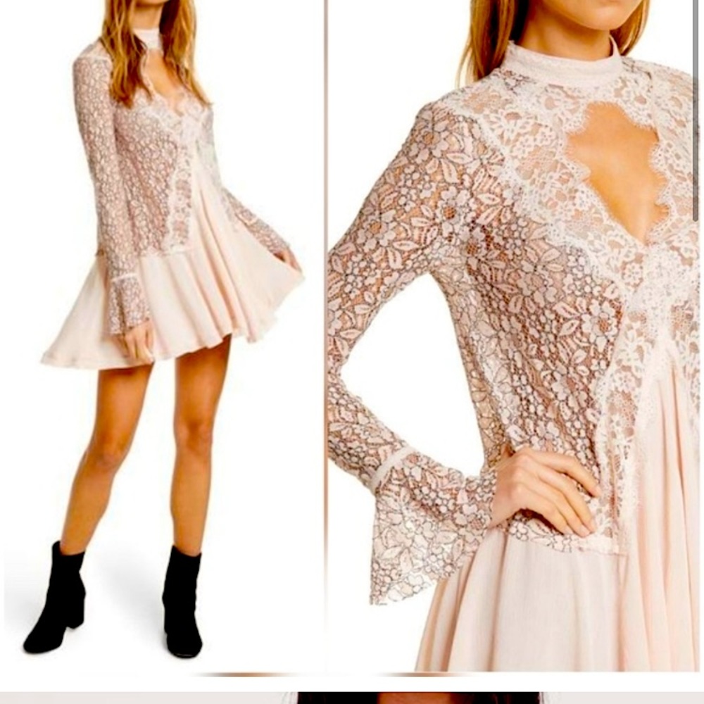 Pink Free People Lace Tunic